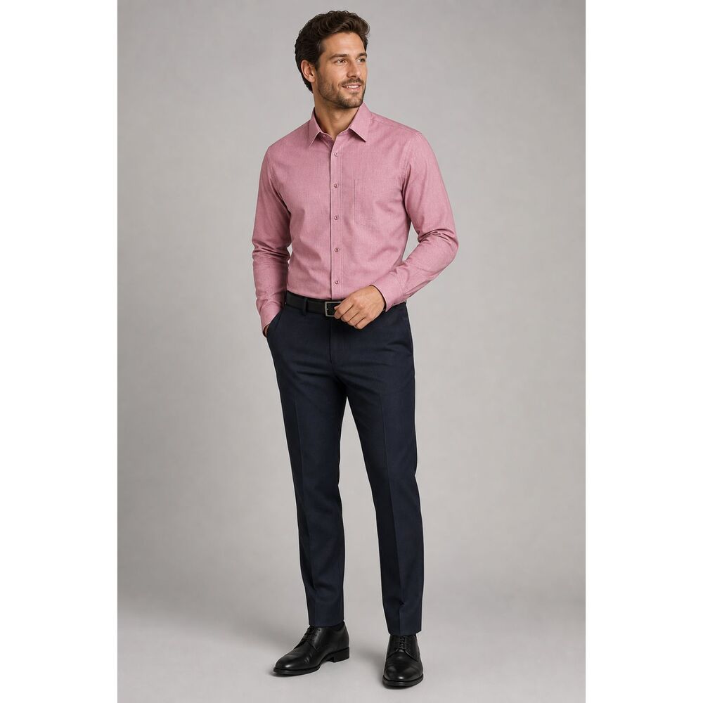 Stafford Wrinkle Free Mens Dress Shirt Sz 16 34/35 L Mauve Pink Button Up